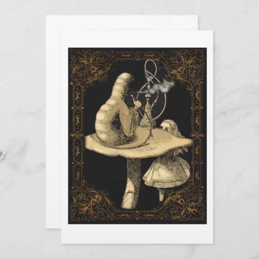 Caterpillar Alice in Wonderland Invitation Kaart (Voorkant / Achterkant)