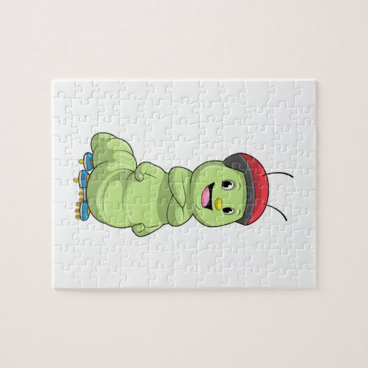 Caterpillar as Inline skater with Roller skates.pn Legpuzzel (Horizontaal)