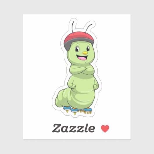 Caterpillar as Inline skater with Roller skates.pn Sticker (Vel)