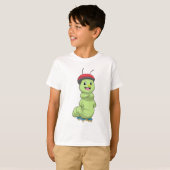 Caterpillar as Inline skater with Roller skates.pn T-shirt (Voorkant volledig)