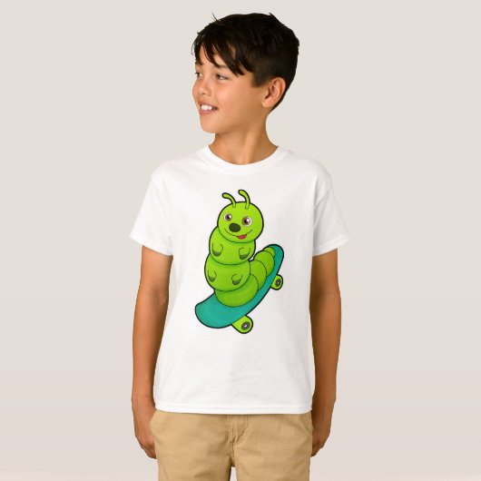 Caterpillar as Skater with Skateboard T-shirt (Voorkant volledig)