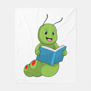 Caterpillar at Reading with Book Fleece Deken