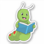 Caterpillar at Reading with Book Sticker (Voorkant)