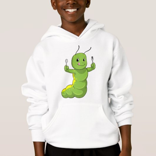 Caterpillar avec cuillère et fourche (Devant)