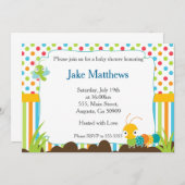 Caterpillar Invitation Baby Boy Shower Bugs (Devant / Derrière)
