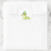 Caterpillar with Glasses Vierkante Sticker (Tas)