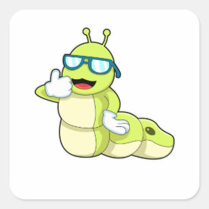 Caterpillar with Glasses Vierkante Sticker