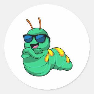 Caterpillar with Sunglasses Ronde Sticker