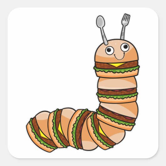 Caterstyle as Cheeseburger with Beef & Salad Vierkante Sticker (Voorkant)