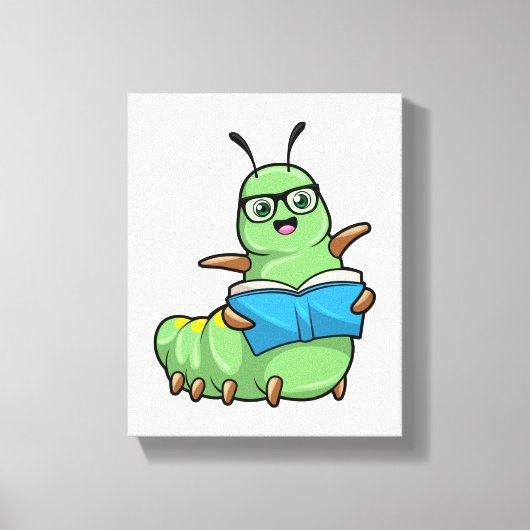 Caterstyle as Nerd with Book & Glasses Canvas Afdruk (Voorkant)