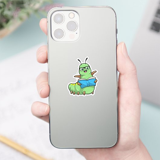 Caterstyle as Nerd with Book & Glasses Sticker (Telefoon)