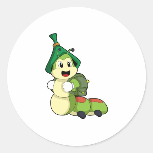 Caterstyle as Student with Backpack Ronde Sticker (Voorkant)