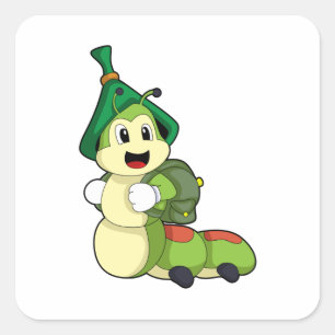 Caterstyle as Student with Backpack Vierkante Sticker