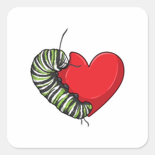 Caterstyle Love Heart Vierkante Sticker (Voorkant)