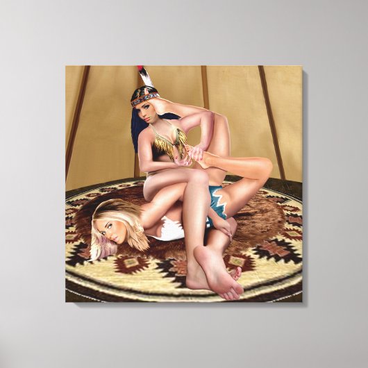 CATFIGHT IN A TEEPEE CANVAS AFDRUK (Voorkant)
