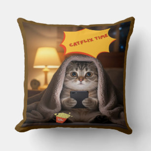 Catflix Time Schattige Cat Sierkussen voor kindere