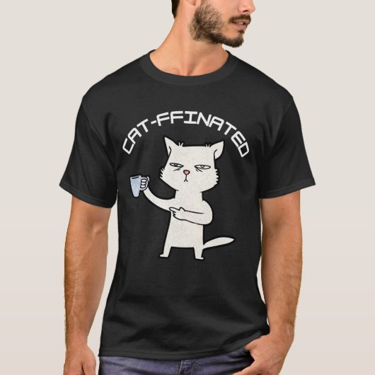 Catful Coffee Mood Grappig Kattenontwerp T-shirt (Voorkant)