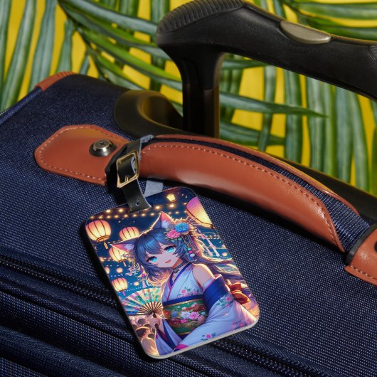 Catgirl's Joyful Dance bij Dusk Bagagelabel (Voorkant Insitu 1)