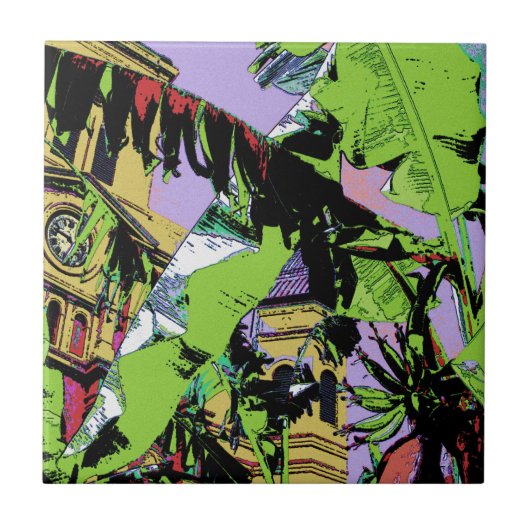 Cathedraal en Banana Trees Tegeltje (Voorkant)