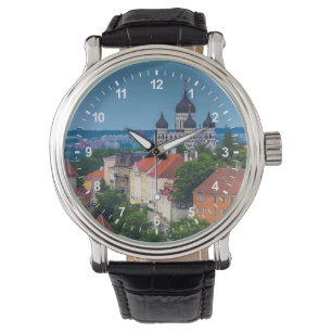 Cathedraal en Cityscape   Estland Horloge