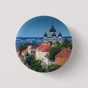 Cathedraal en Cityscape Estland Ronde Button 3,2 Cm