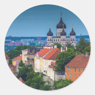 Cathedraal en Cityscape Estland Ronde Sticker