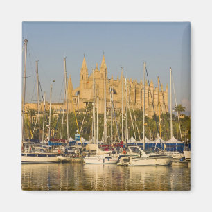 Cathedraal en marina, Palma, Mallorca, Spanje 2 Magneet