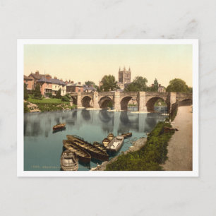 Cathedral en Wye Bridge, Hereford, Herefordshire Briefkaart
