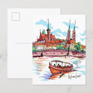 Cathedral Island in Wroclaw Polen Reizen Briefkaart