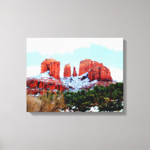 Cathedral Rock in de sneeuw Canvas Afdruk