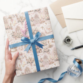 Cathedral Wedding Watercolor Pattern in Blush Pink Cadeaupapier
