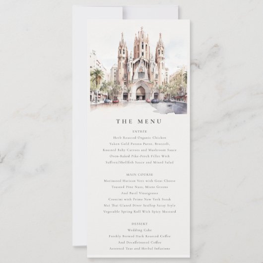 Cathédrale de Barcelone Espagne Carte Mariage Menu (Devant)