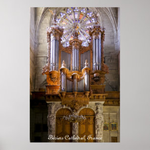 Cathédrale de Béziers, France, affiche d'organe