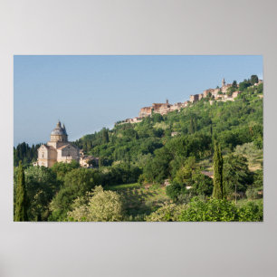 Cathédrale de Montepulciano et affiche de la ville