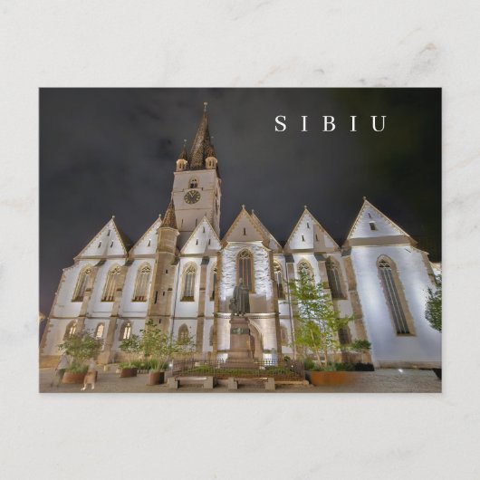 Cathédrale de Sibiu la nuit carte postale (Devant)