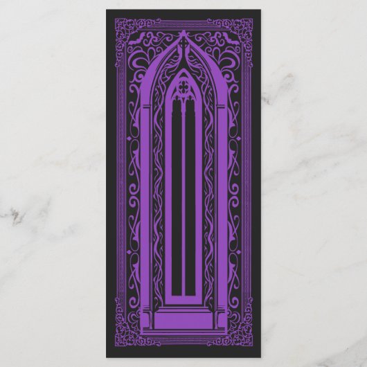 Cathédrale gothique violet Vampire Menu Mariage (Dos)