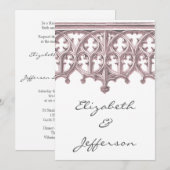 Cathédrale Grey & Rose Mariage Invitations (Devant / Derrière)