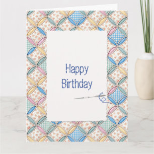 Catherdrale raam-quiltontwerp met gingham-patroon kaart