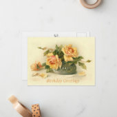 Catherine Klein Rose jaune Vase Anniversaire Carte (Devant/Arrière en situation)