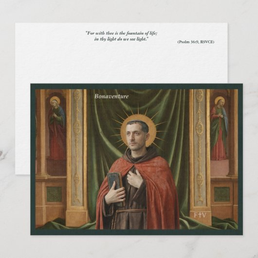 Catholic Art Holy Card | Saint Bonaventure Kaart (Voorkant / Achterkant)