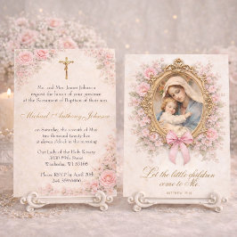 Catholic Baptism Christening Mary Jesus Roses Kaart