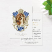 Catholic Blue Floral Gold Wedding Holy Card (Bureau)