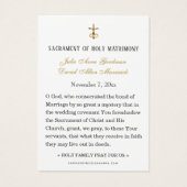 Catholic Blue Floral Gold Wedding Holy Card (Dos)