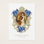 Catholic Blue Floral Gold Wedding Holy Card (Devant)