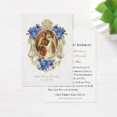 Catholic Blue Floral Gold Wedding Holy Card (Bureau)