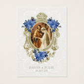 Catholic Blue Floral Gold Wedding Holy Card (Devant)