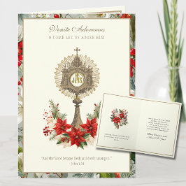 Catholic Christmas Eucharist Poinsettia Floral Feestdagen Kaart