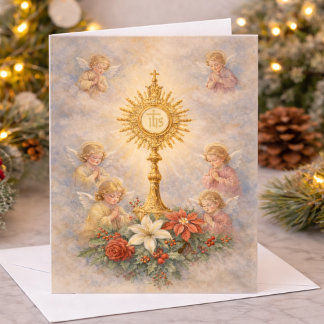 Catholic Christmas Eucharistic Adoration Angels Feestdagen Kaart