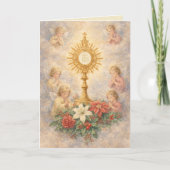 Catholic Christmas Eucharistic Adoration Angels Feestdagen Kaart (Voorkant)