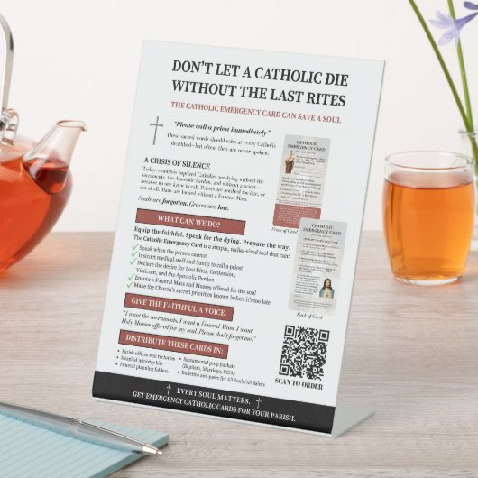 Catholic Emergency Kaart Tafelblad Teken Reclamebord Met Voetstuk (Insitu)